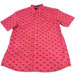 Saddlebred Button Down Shirt Hound Dog Hunting Men’s L Easy Care Front Pocket